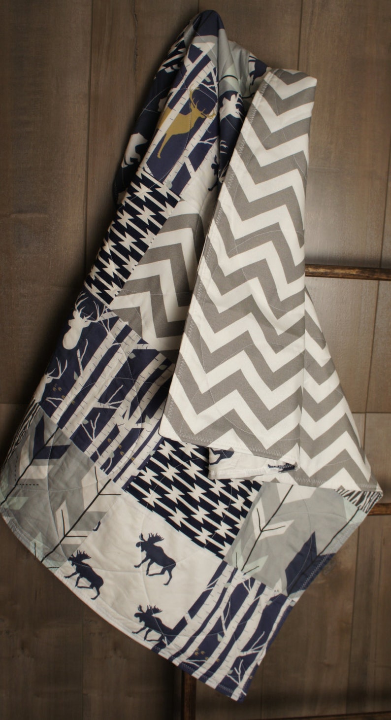 Baby Boy Hunting Quilt Baby Quilt Woodland Deer Moose Etsy