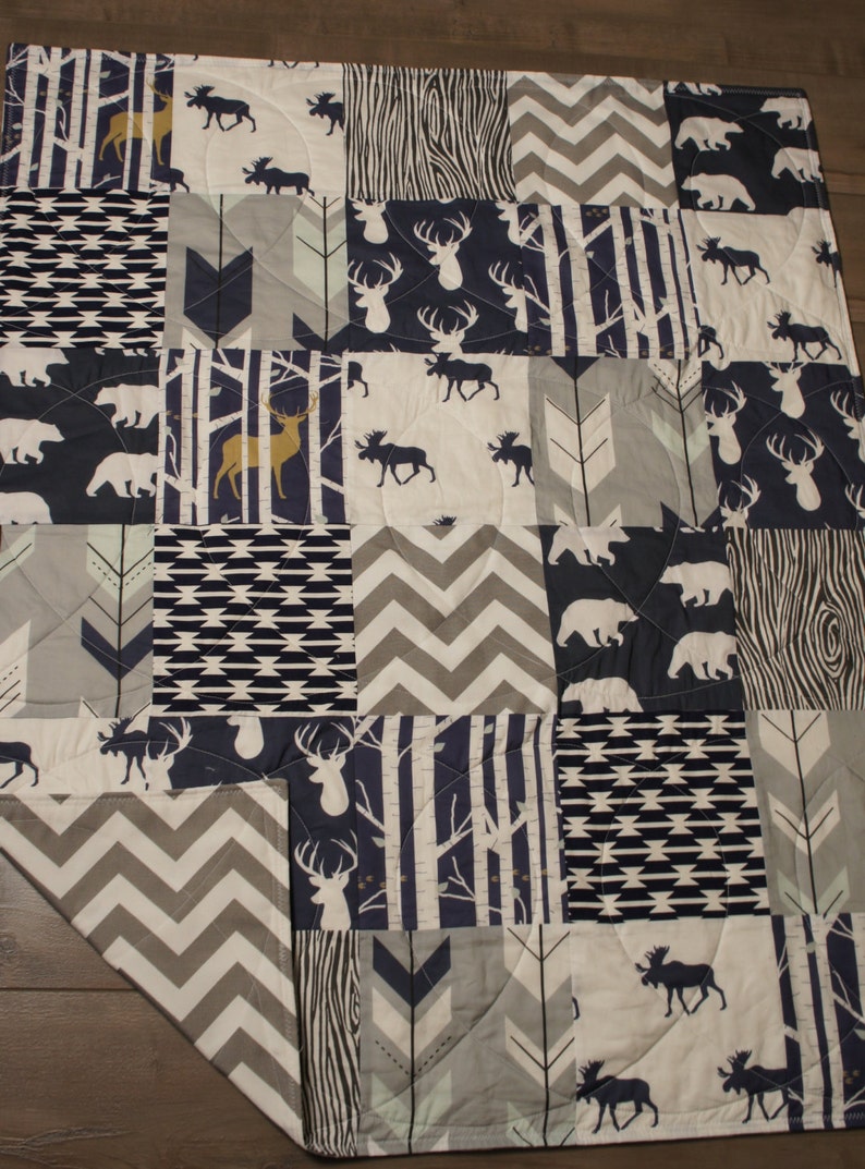 Baby Boy Hunting Quilt Baby Quilt Woodland Deer Moose Etsy