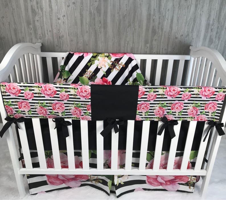 Baby Nursery Bedding Set Baby Girl Floral Stripe Etsy