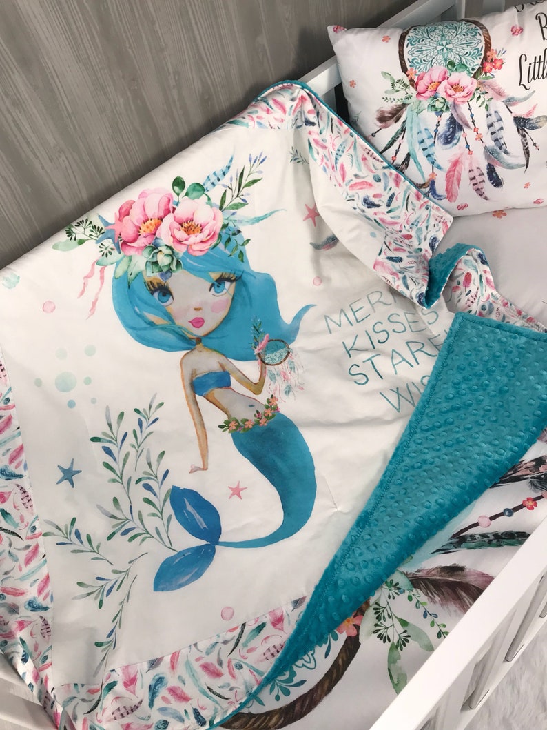 Baby Girl Nursery Bedding Set Baby Mermaids Sea Floral Etsy