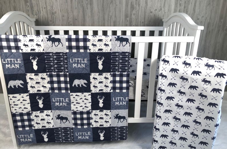 Baby Nursery Bedding Set Baby Woodland Moose Bear Etsy