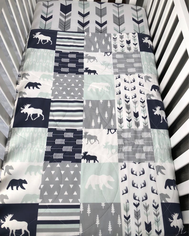 Baby Nursery Bedding Set Baby Woodland Moose Bear Etsy Canada