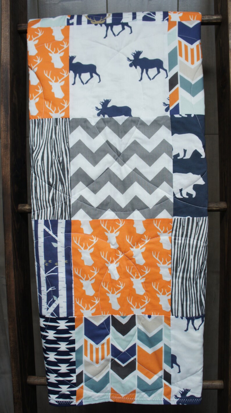 Baby Boy Hunting Quilt Baby Quilt Woodland Deer Moose Etsy