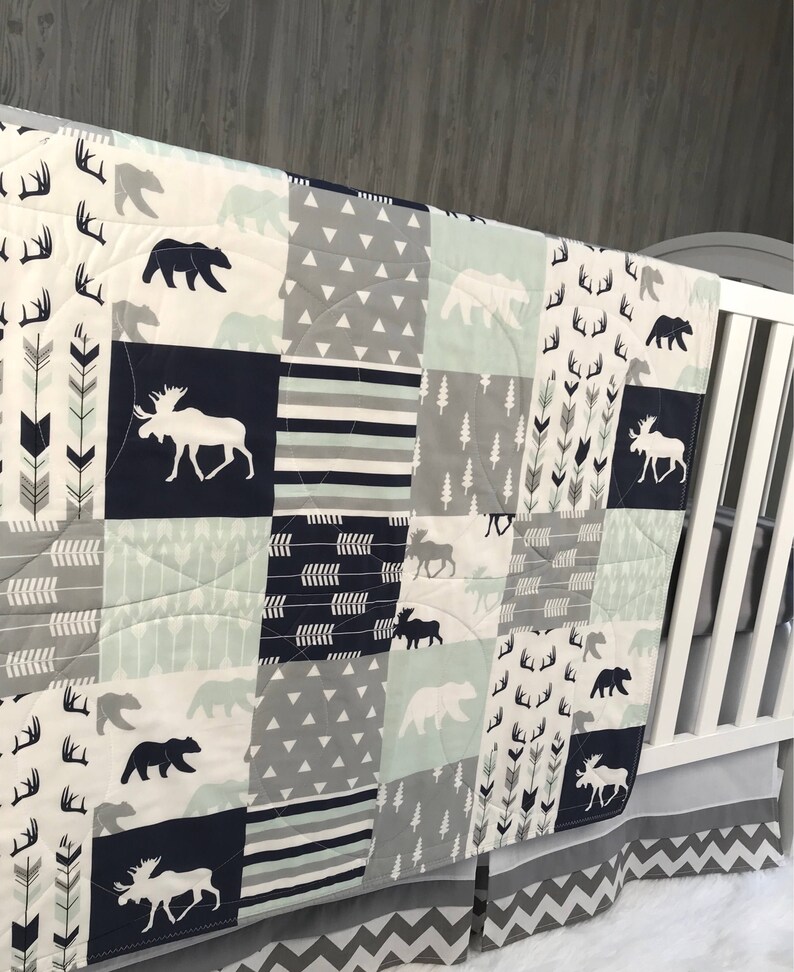 Baby Nursery Set Baby/toddler Blanket Woodland Moose Etsy