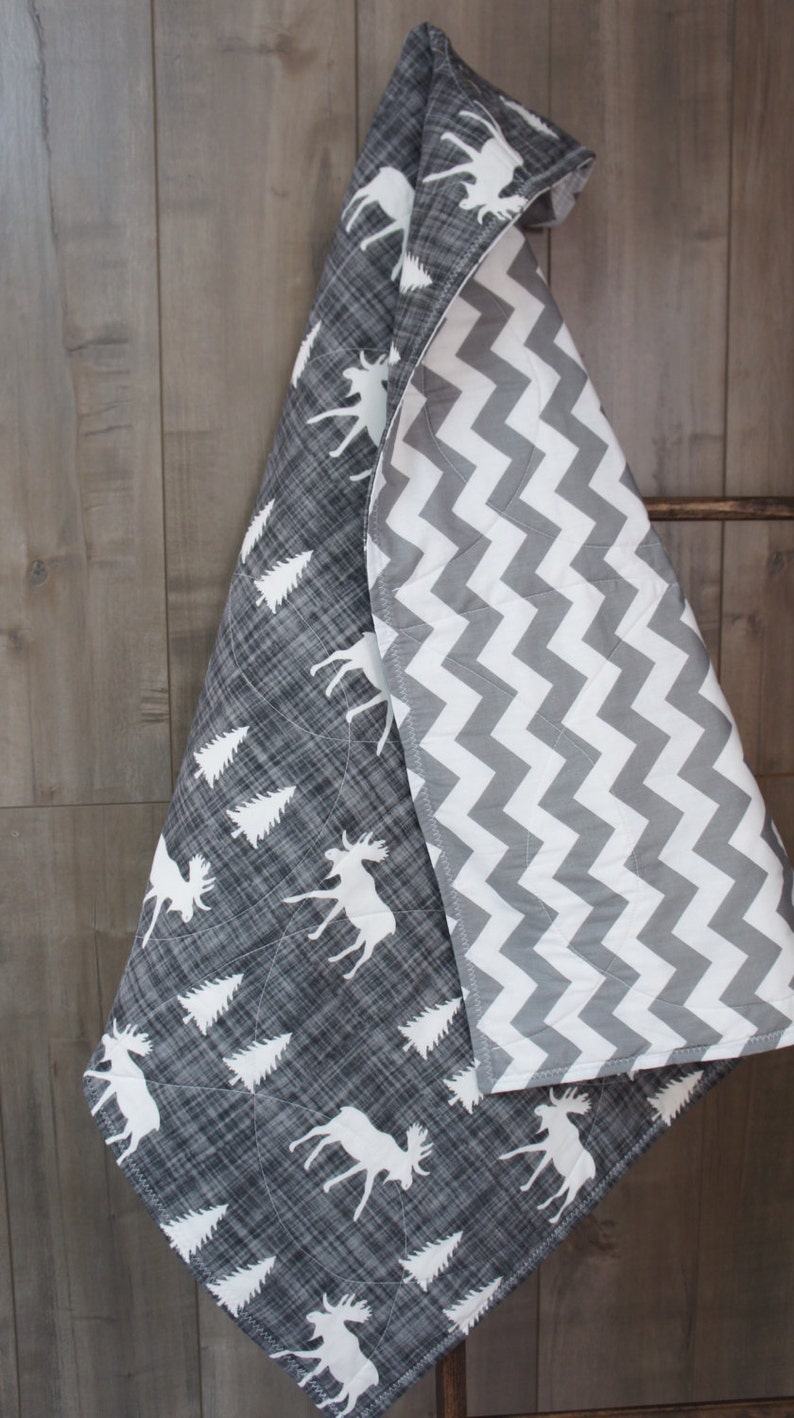 Baby Boy Nursery Bedding Crib Set Woodland Moose Etsy