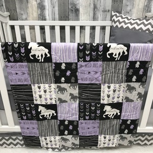 Baby Girl Nursery Crib Set Baby toddler Blanket Horse