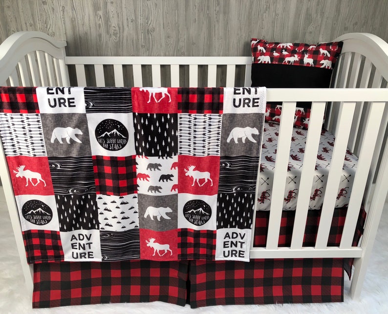 Baby Nursery Bedding Set Baby Woodland Moose Bear Etsy