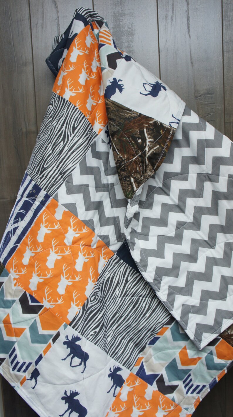 Baby Boy Hunting Quilt Baby Quilt Woodland Deer Moose Etsy