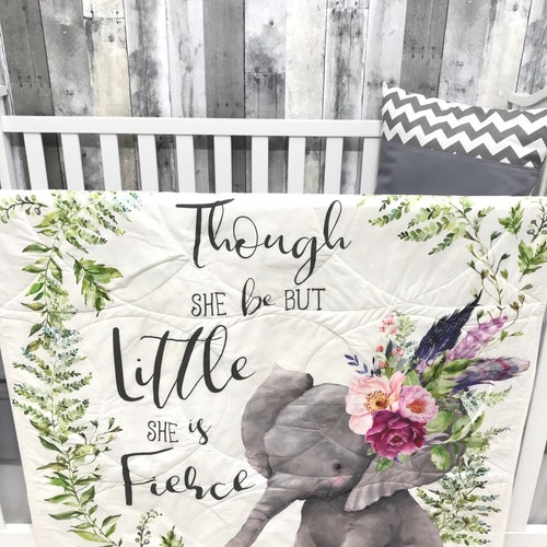 Pink Floral Elephant Nursery Set // Pink Elephant Boho Crib Etsy