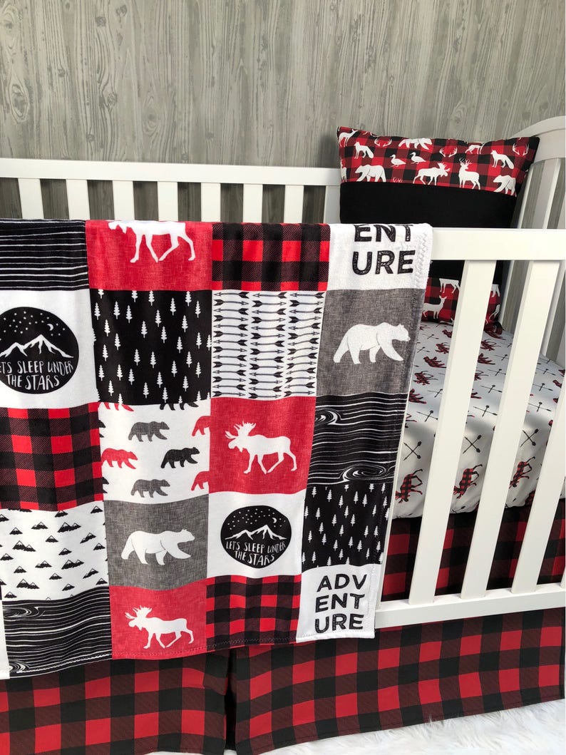 Baby Nursery Bedding Set Baby Woodland Moose Bear Etsy