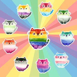 LGBTQIA PRIDE schattige kattenstickers - water- en lichtbestendig