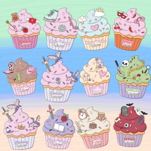 Bücherwurm Cupcake-Aufkleber - Wunderliche Buch-Tropen-Sammlung