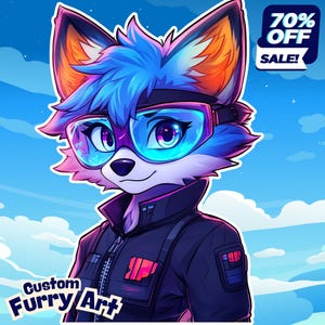 Commission d'art à fourrure personnalisée - dessin animé Fursona, icône à fourrure, PFP, portrait ou photo de profil de style Chibi