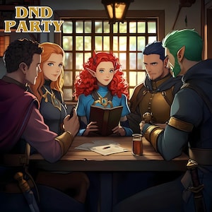 Niestandardowa grafika DnD Party | Zlecenie postaci DnD | Portret grupowy RPG | Sztuka kampanii DnD fantasy | Postacie Dungeons and Dragons