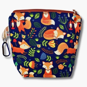 Knitting Project Bag with Zipper  - Fall Fox