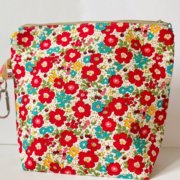 Red Floral Knitting Project Bag, Assorted Sizes  - SPANISH SUMMER