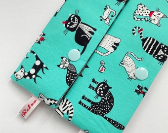 Cat Knitting Needle Case: Retro Blue Double Pointed Sock Needles