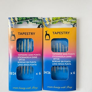 Tapestry sewing needles SIZES 18- 26 by Pony