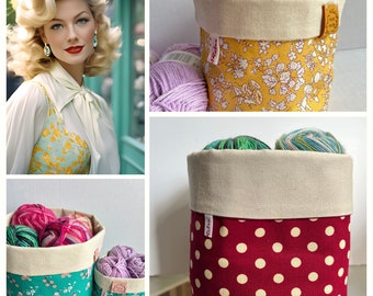 Storage Baskets , Fabric Tubs for Knitting and Crochet Projects - SPRING COLLECTION