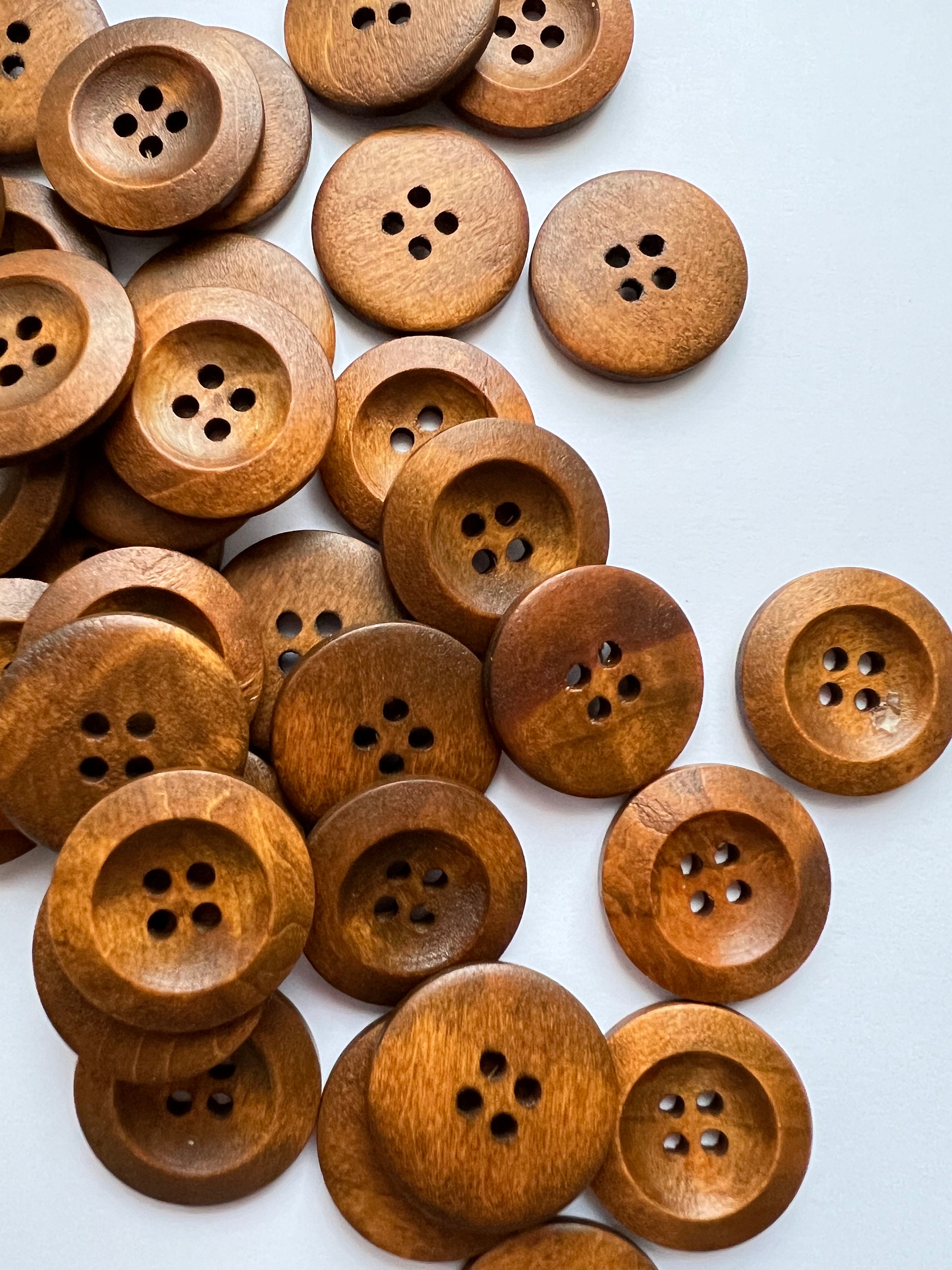 Dark Brown Coffee Wooden Buttons - 30mm (Approx. 1 1/8'' inch) - 2 Hole -  Wood B