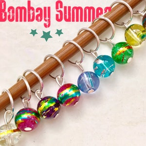 Rainbow Stitch Markers for Knitting, Glass BOMBAY SUMMER image 5