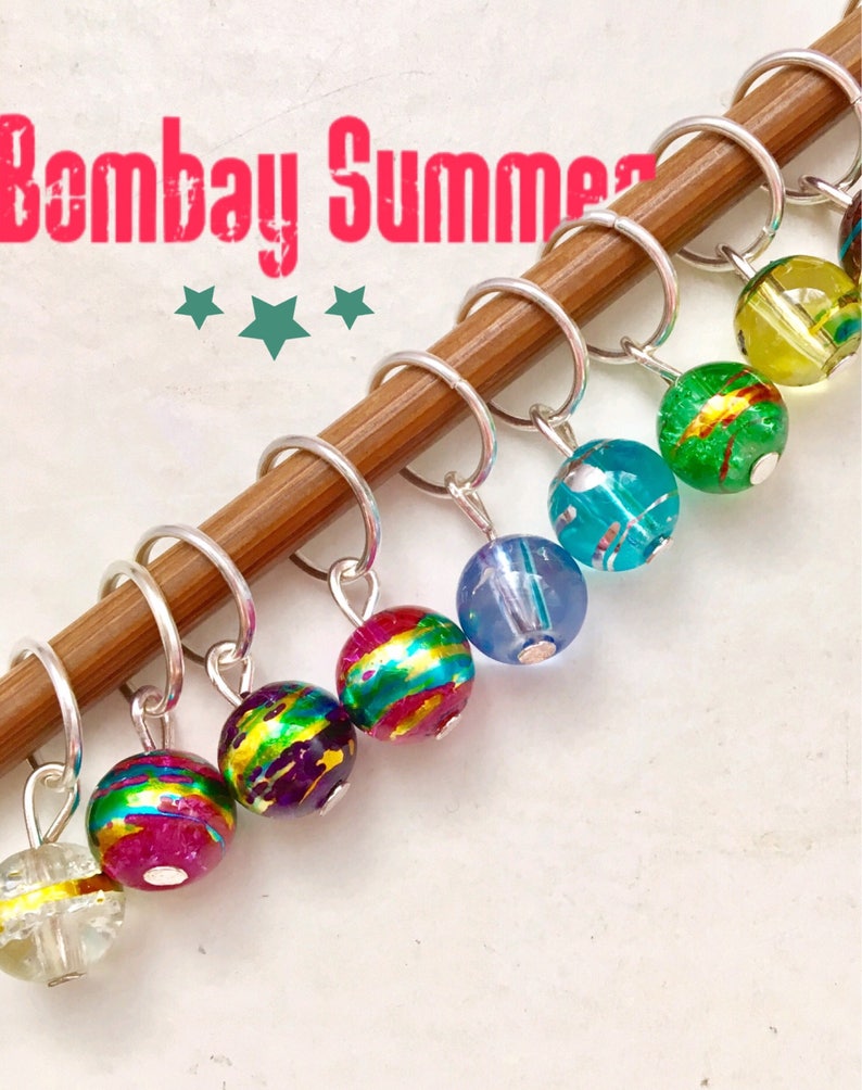 Rainbow Stitch Markers for Knitting, Glass BOMBAY SUMMER image 5