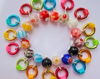 Rainbow Knitting Stitch markers,  snag free - TOKYO POP