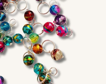 Rainbow Stitch Markers for Knitting, Glass - Bombay summer
