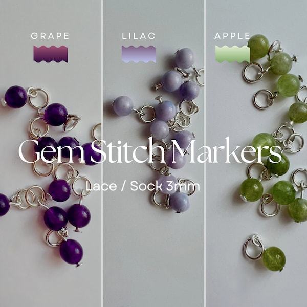 Sock Stitch Markers for Knitting -  GEM STONE - 3mm