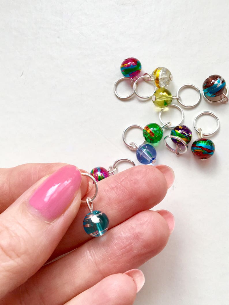 Rainbow Stitch Markers for Knitting, Glass BOMBAY SUMMER image 1