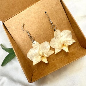 Real Orchid Earrings, Orchid Handmade Earrings,  Floral Earrings, Dangling Earrings, Real Flower Earrings, Gift for Her