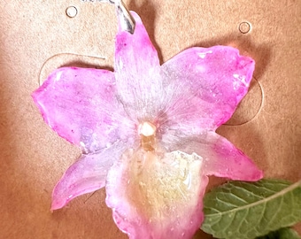 Hanger met echte orchidee, ketting met harsbloem, handgemaakte sieraden