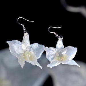 Real Orchid Earrings, Orchid Handmade Earrings,  Floral Earrings, Dangling Earrings, Real Flower Earrings, Gift for Her