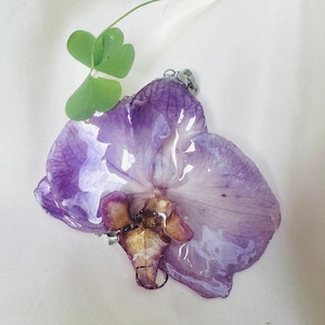 Real Orchid Pendant, Resin Orchid Necklace, Orchid Jewelry, Real Flower Pendant, Handmade Flower Jewelry, Gift for Her