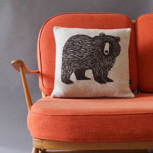45cm Bear Cushion in Knitted Lambswool