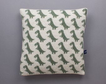 40cm Dinosaur T Rex cushion in Knitted Lambswool