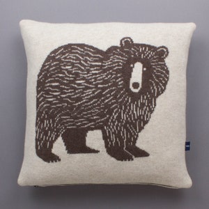 45cm Bear Cushion in Knitted Lambswool image 1