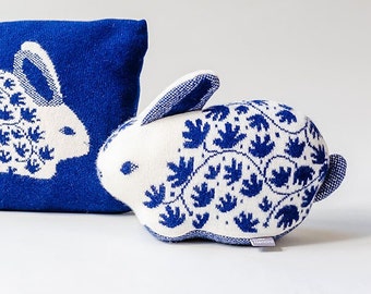 Blue China Rabbit in Knitted Lambswool
