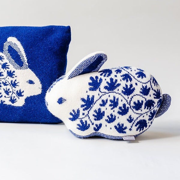 Blue China Rabbit in Knitted Lambswool