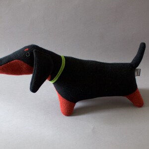 Knitted Lambswool Dachshund Dog Black & Tan