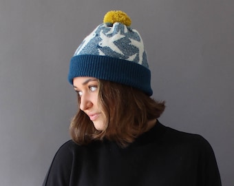 Knitted Lambswool Flying Birds Hat