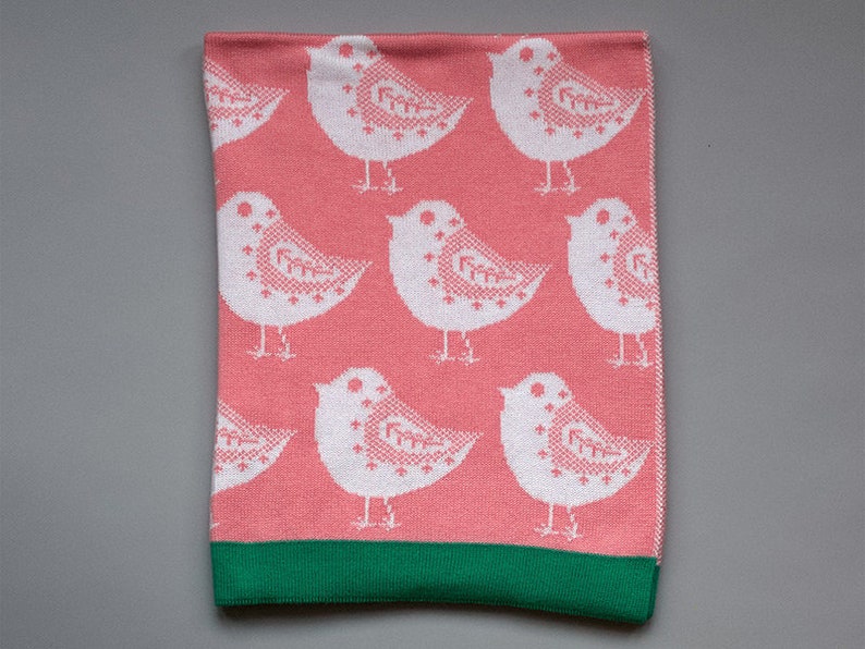 Combed Cotton Baby Blankets Bird - pink