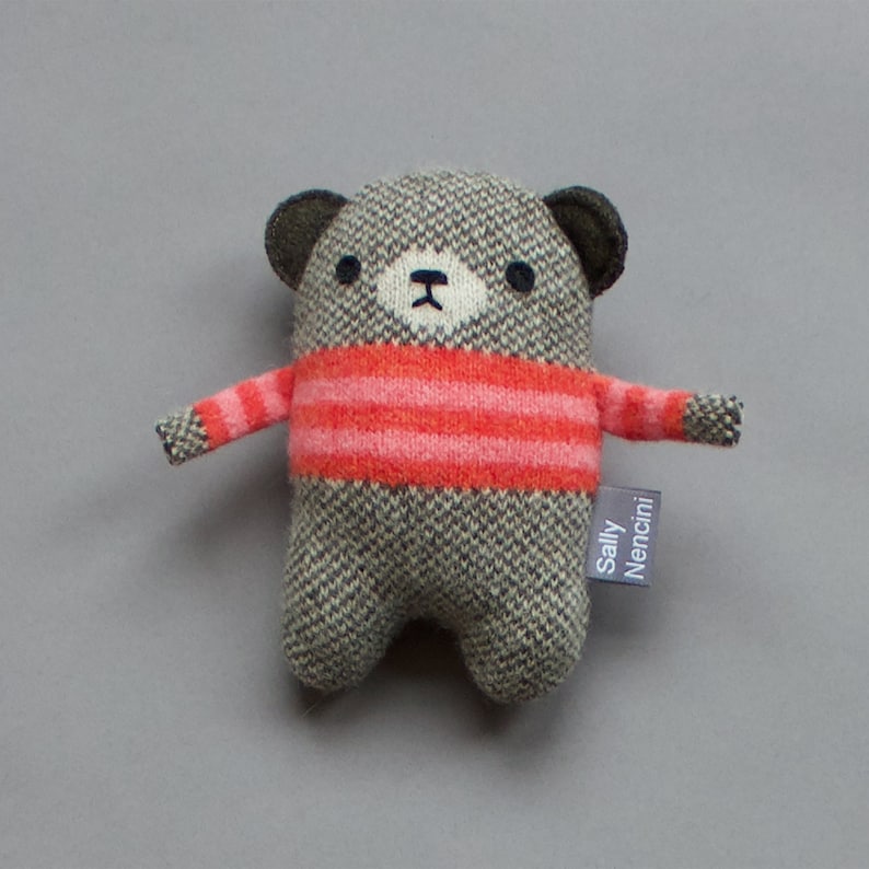 Mini Bears in Knitted Lambswool pink/orange stripe