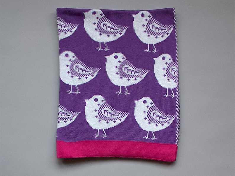 Combed Cotton Baby Blankets Bird - purple