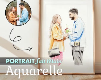Watercolor Portrait, 100% Handmade PERSONALIZED PORTRAIT, Drawing from Photo(s), Unique and Original Gift