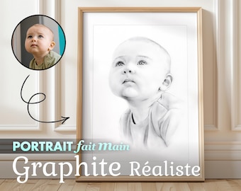 Realistic Graphite Portrait, 100% Handmade Custom Portrait, Drawing from Photo(s), Unique and Original Gift