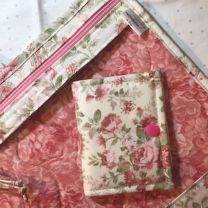 NEW Vintage style pink paisley Fabric Project Bag Cross Stitching Case Crafting Organization Floss Keep included