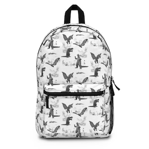King of Monsters Backpack, Black, Godzilla, Gamera, King Ghidorah, Mothra, Custom Made to Order