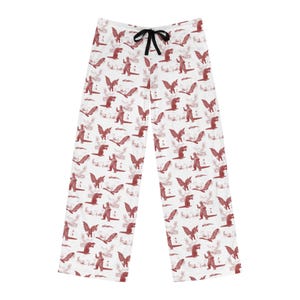 King of Monsters Men&#39;s Pajama Pants Red, Godzilla, Gamera, King Ghidorah, Mothra, Custom Made to Order