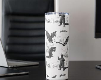 King of Monsters Trinkbecher, Godzilla & Kaiju Edelstahlbecher - 20 Unzen Trinkbecher mit Strohdeckel, Monsterverse Geschenk - Schwarz